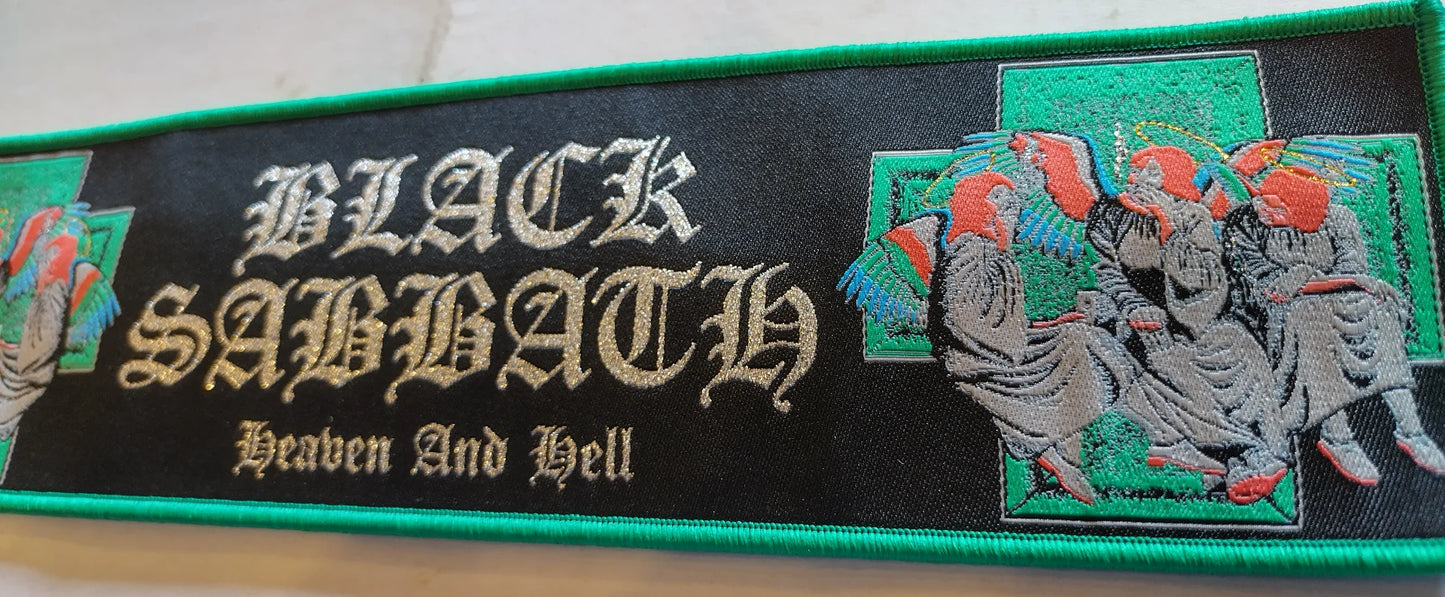 Black Sabbath heaven and hell Green border big Woven strip Patch