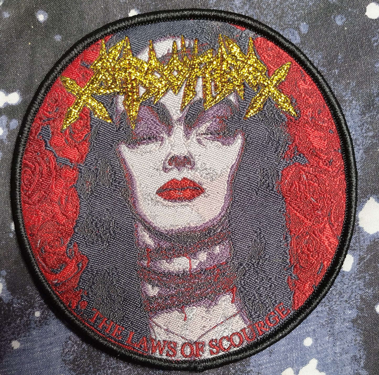 Sarcofago the laws of scourge Black border Woven Patch