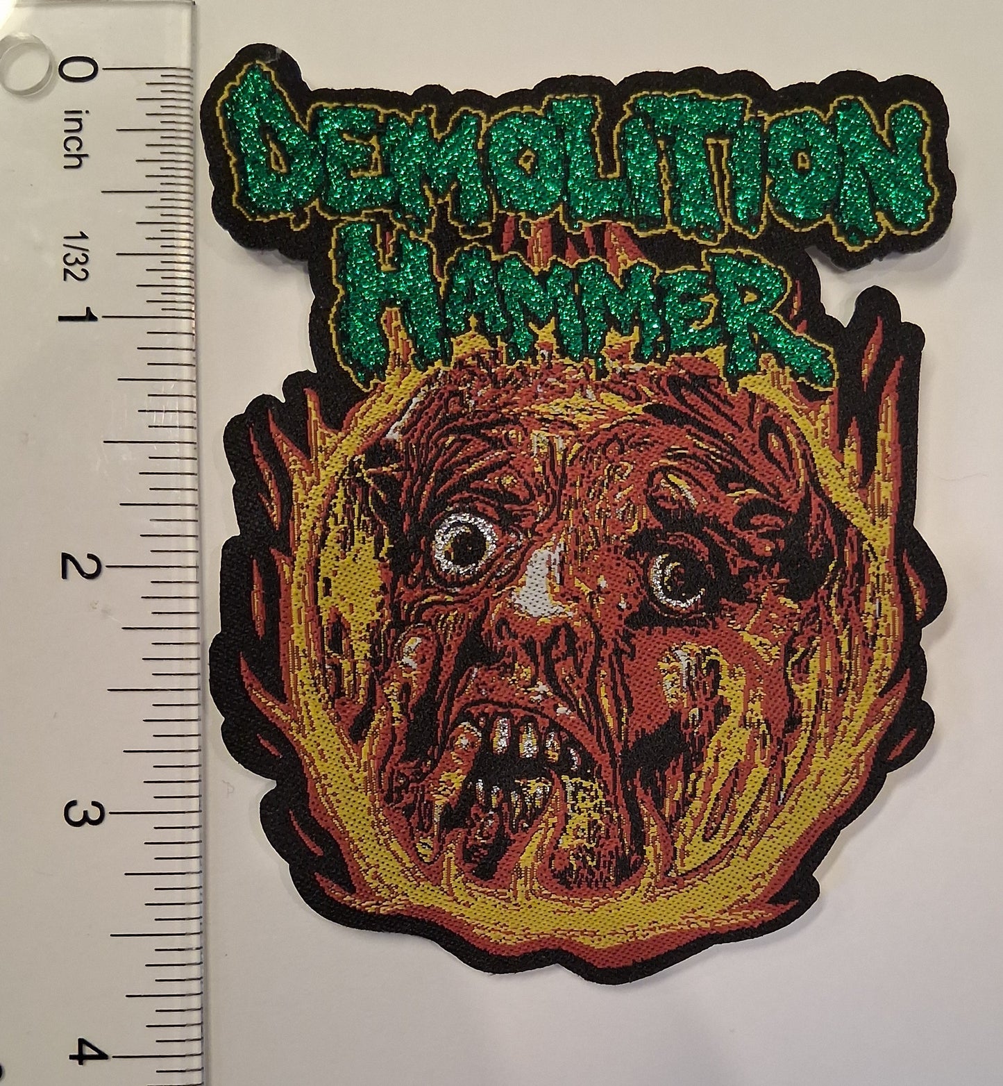 Demolition Hammer tortured existence Laser Cut shape Woven Patch.