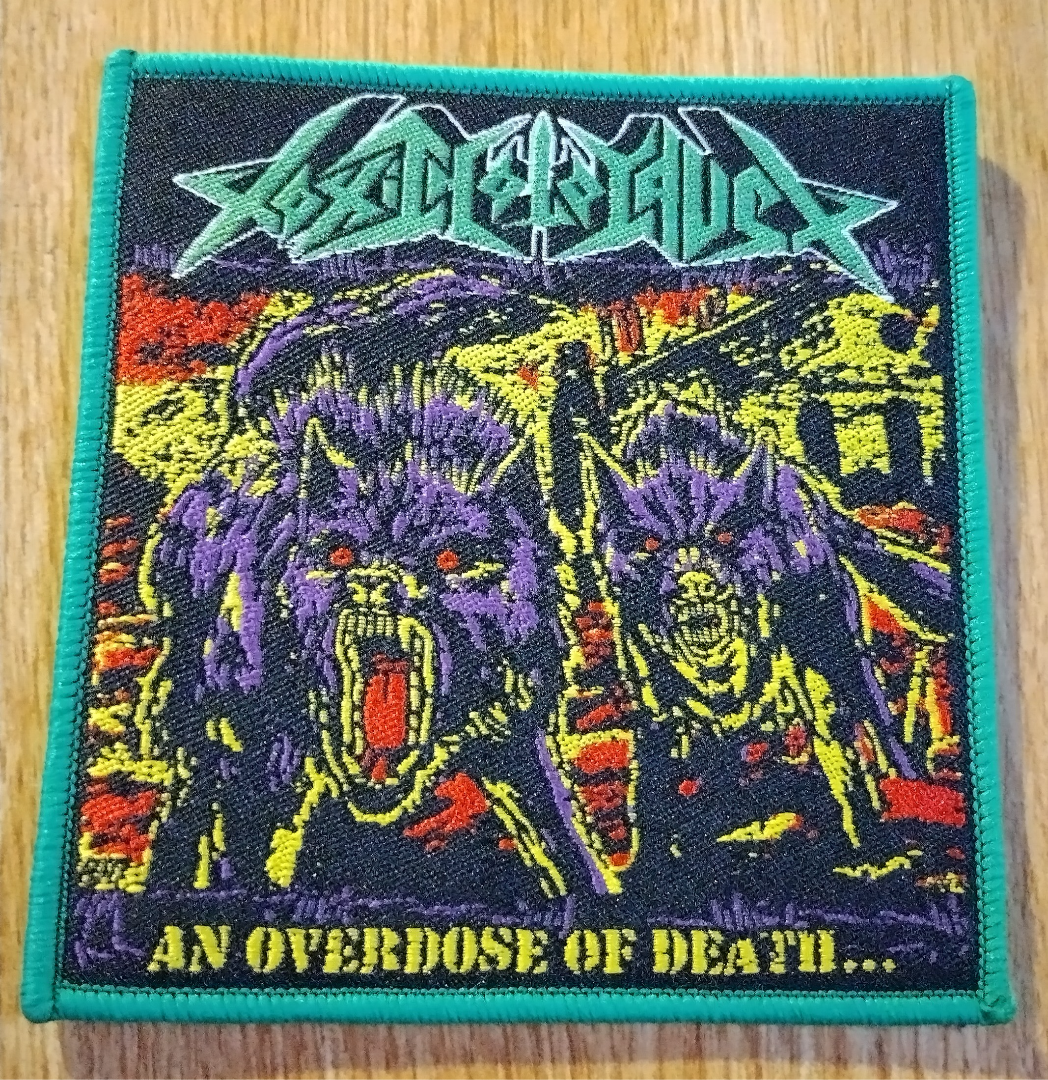 Toxic Holocaust an overdose of death Green border Woven Patch