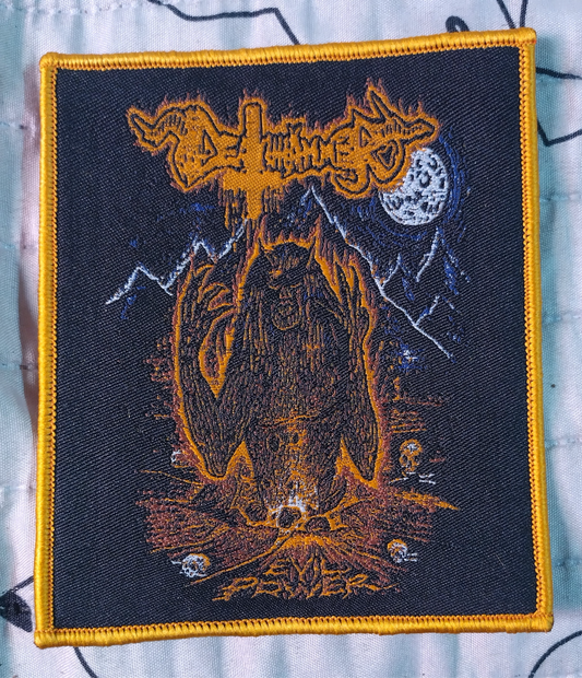 DeathHammer evil power Yellow border Woven Patch