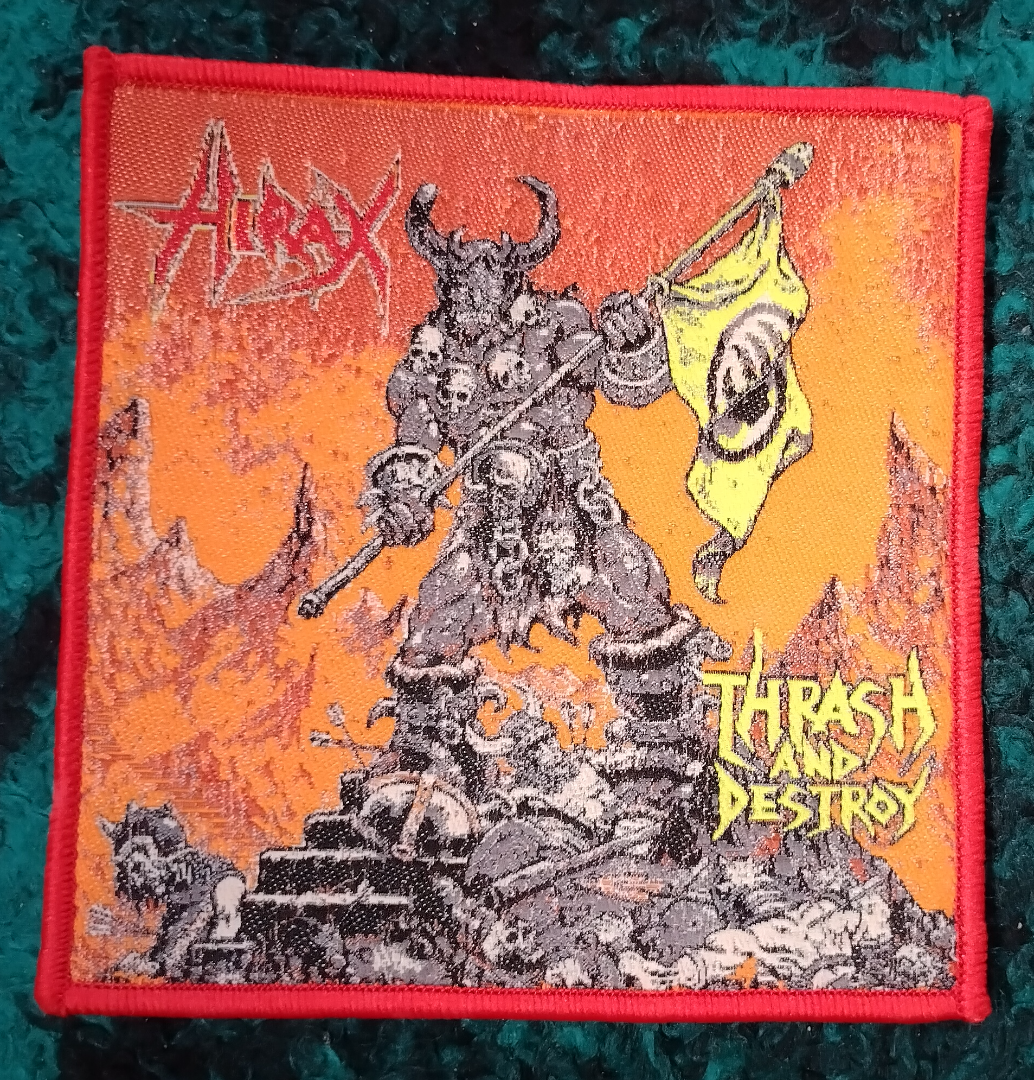 Hirax Thrash and destroy Red Border Woven Patch