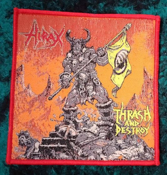 Hirax Thrash and destroy Red Border Woven Patch