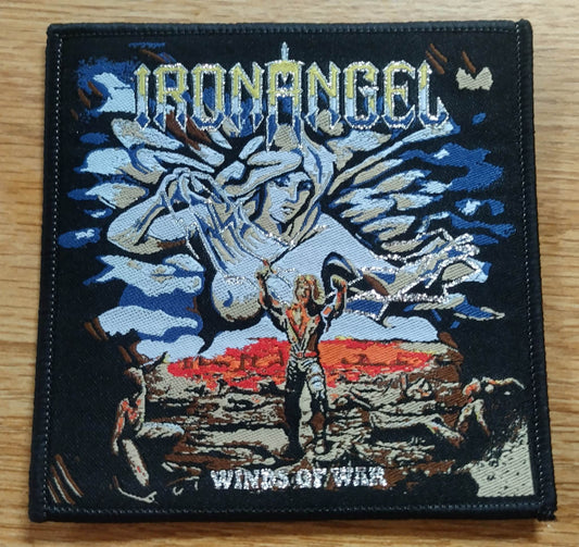 Iron Angel winds of war Woven Patch black border