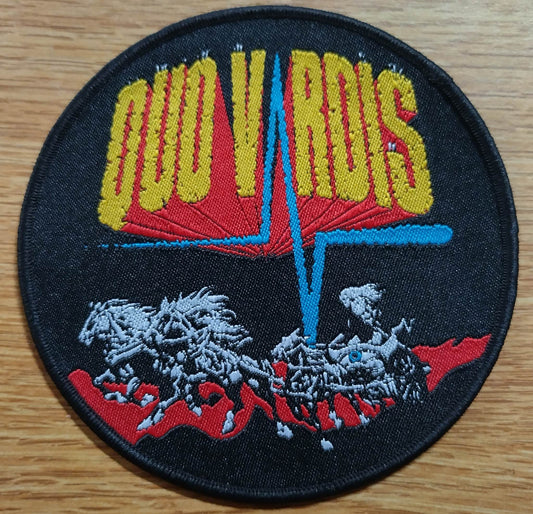 Quo Vardis circl;e Woven Patch black border