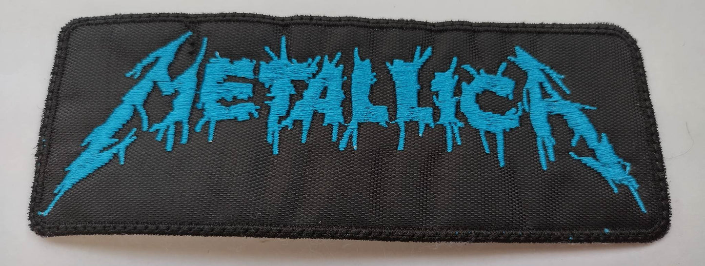 Metallica name Patch blue splat letters