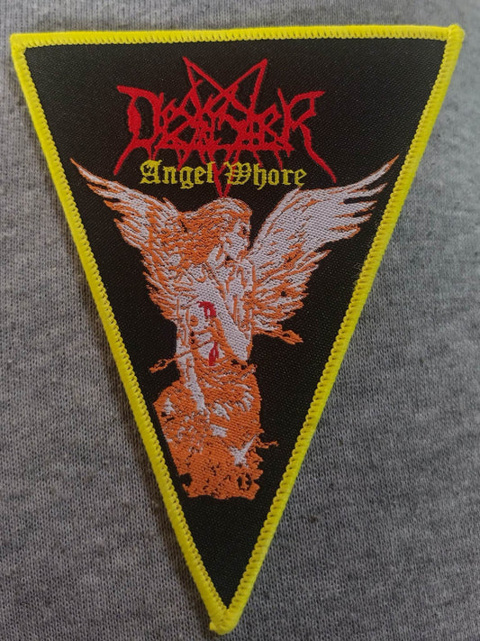 Desaster angel whore Woven Patch yellow border