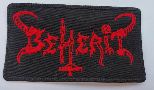 Beherit name Patch red letters