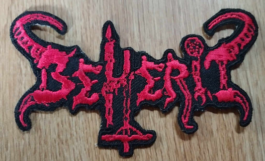 Beherit name Patch red letters