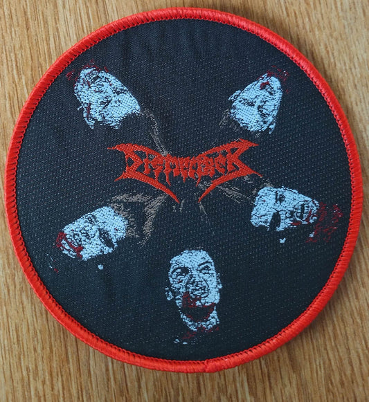 Dismember pieces circle Woven Patch red border