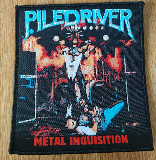 Piledriver metal inquisition Black border Woven Patch