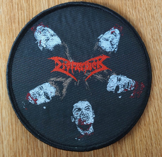 Dismember pieces circle Woven Patch black border