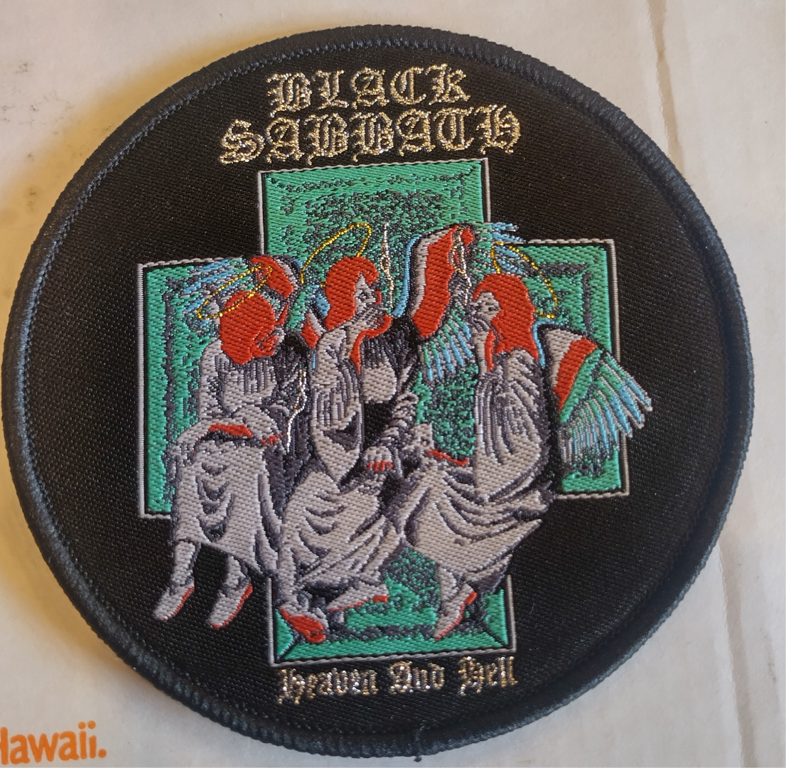 Black Sabbath heaven and hell circle Black border Woven Patch