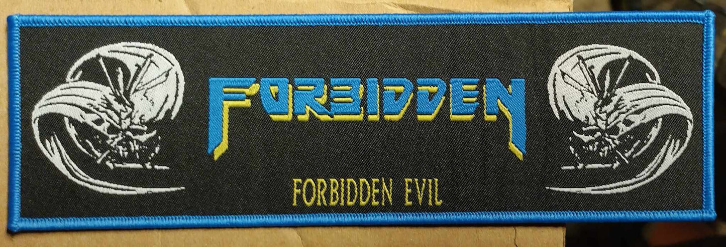 Forbidden forbidden evil blue border Strip Woven Patch