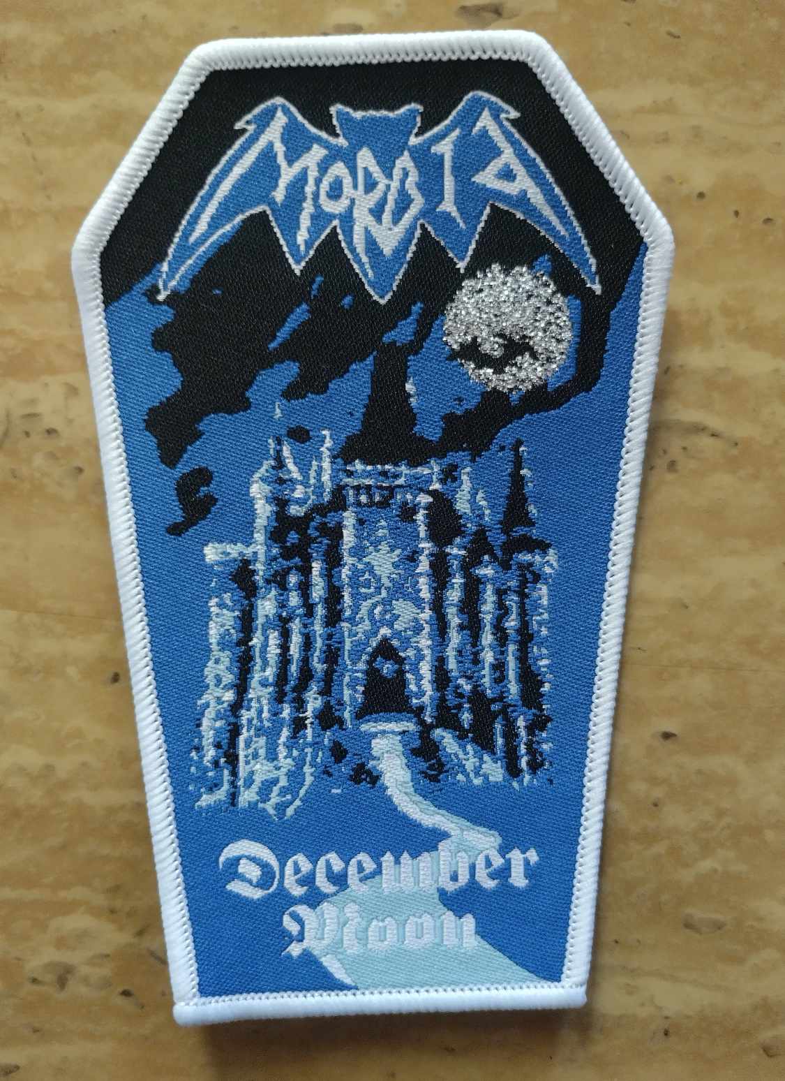 Morbid December moon Coffin shaped Woven Patch