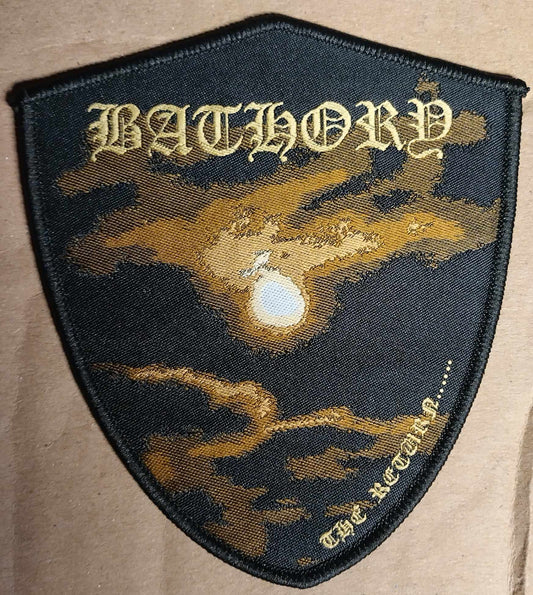 Bathory the return Shield Black border WOVEN PATCH