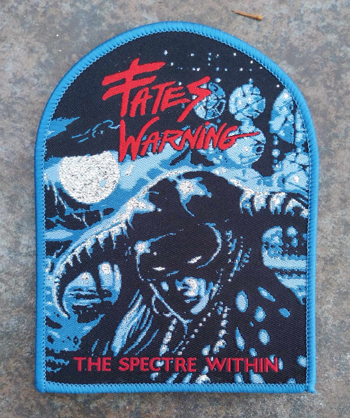 Fates Warning the spectre within blue border WOVEN PATCH