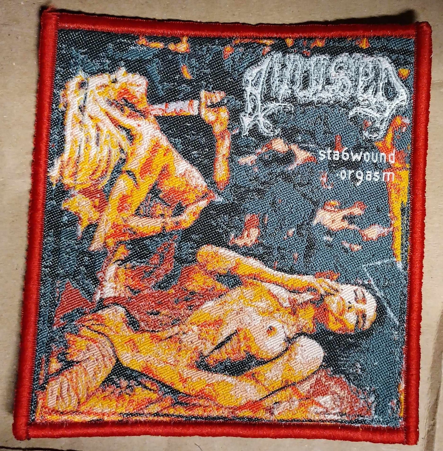 Avulsed stabwound orgasm Red Border WOVEN PATCH