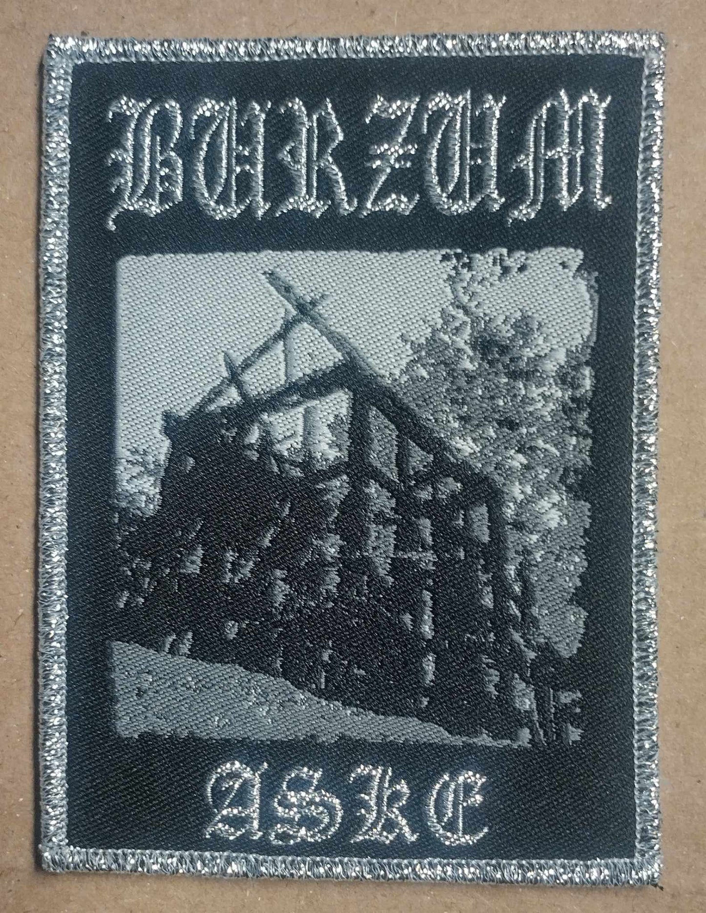 Burzum Aske Metallic Silver Border WOVEN PATCH