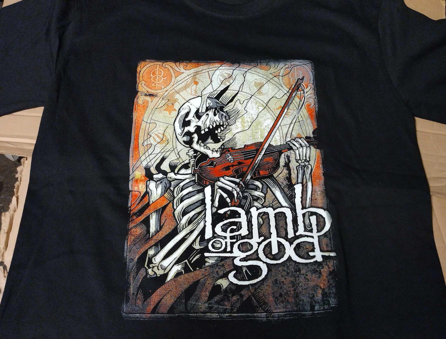 Lamb of God skeleton playing violin T-SHIRT