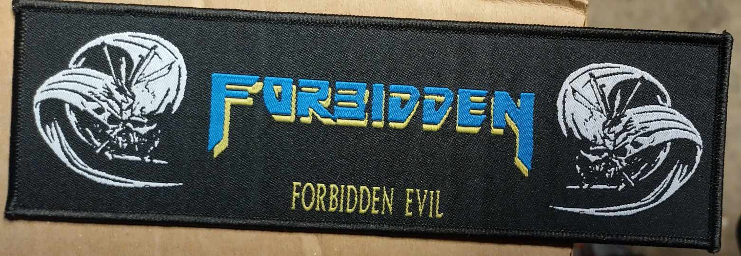 Forbidden forbidden evil Black border Strip WOVEN PATCH