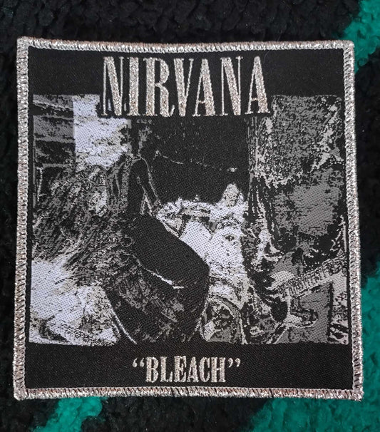 Nirvana Bleach Metallic silver border WOVEN PATCH