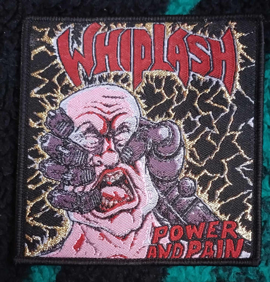 Whiplash power and pain Black Border WOVEN PATCH