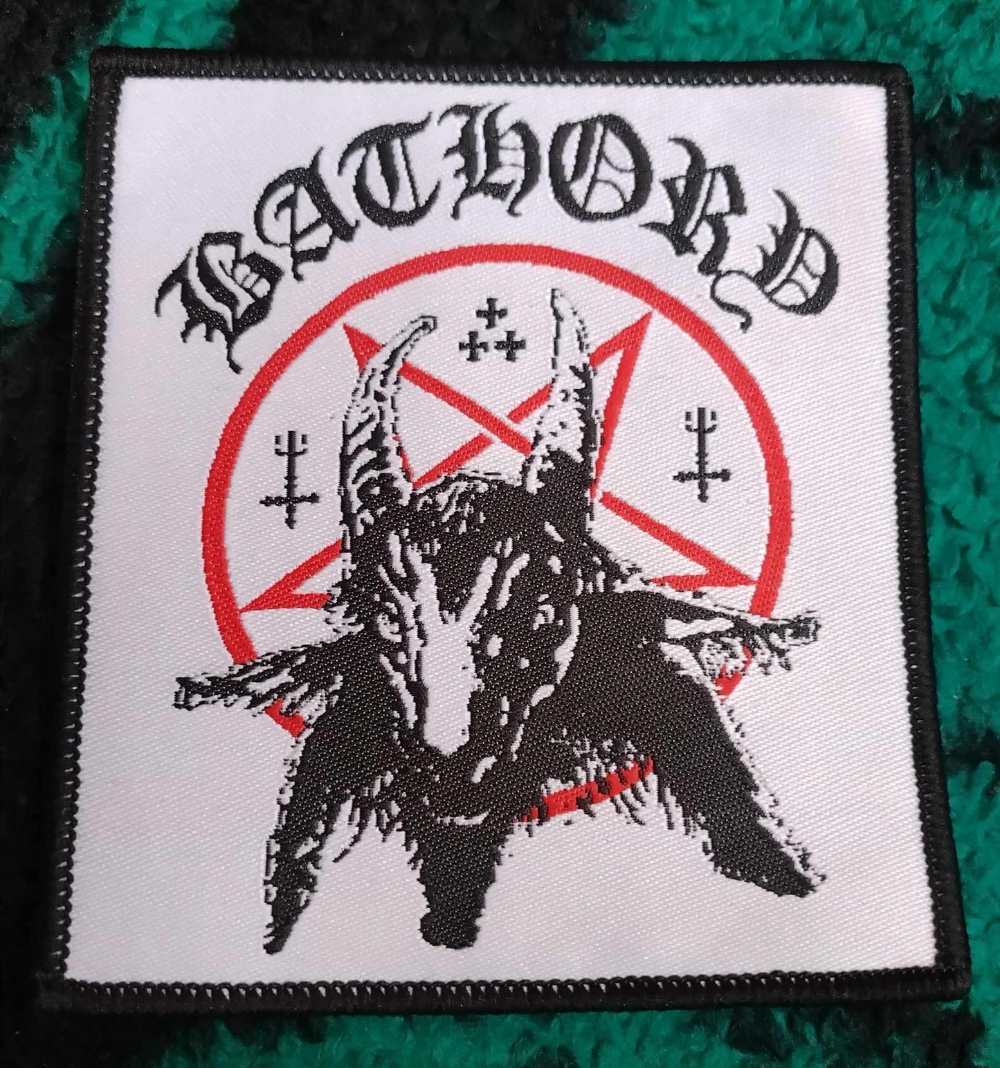 Bathory goat white background WOVEN PATCH