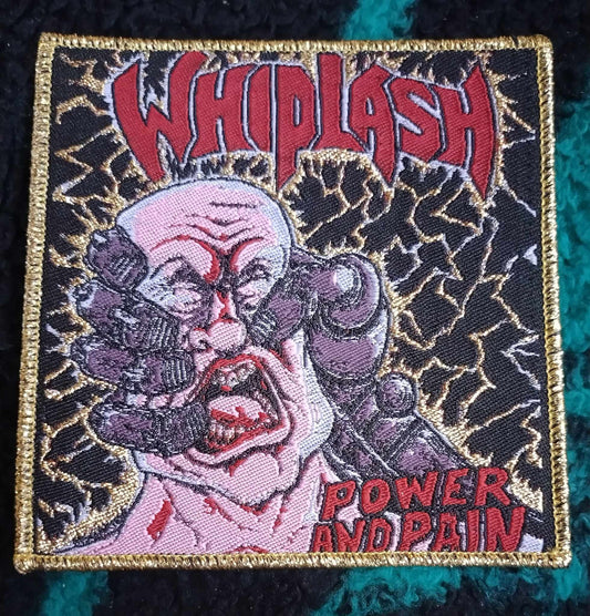 Whiplash power and pain Metallic gold border WOVEN PATCH