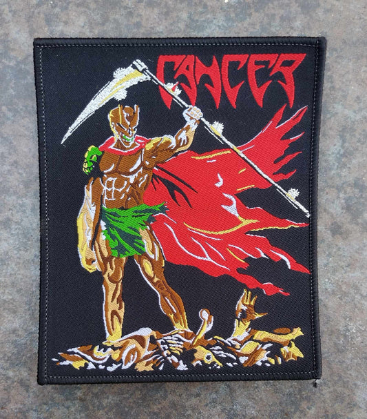 Cancer Death shall rise Black border WOVEN PATCH