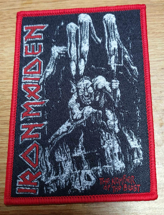 Iron Maiden number of the beast WOVEN PATCH Red border