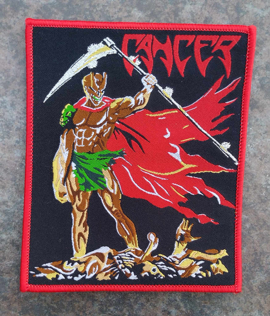 Cancer Death shall rise Red border WOVEN PATCH