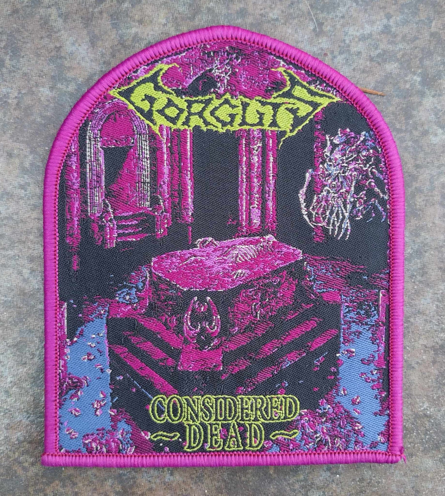 Gorguts Considered Dead violet border WOVEN PATCH