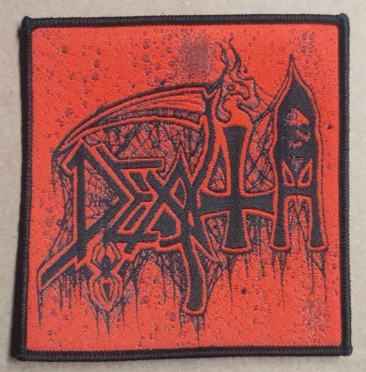 Death logo Red background art WOVEN PATCH