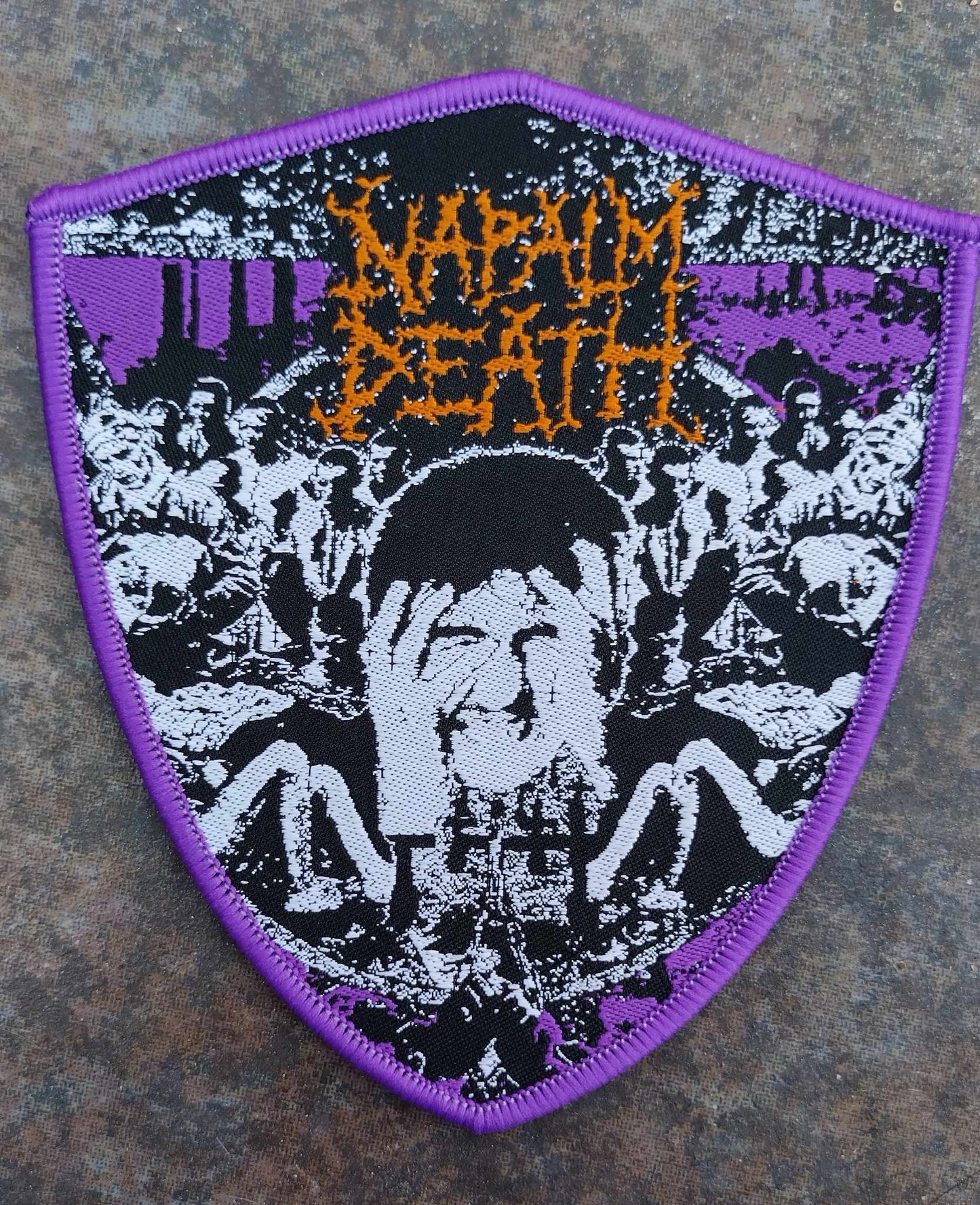 Napalm Death from enslavement Blue border Shield WOVEN PATCH