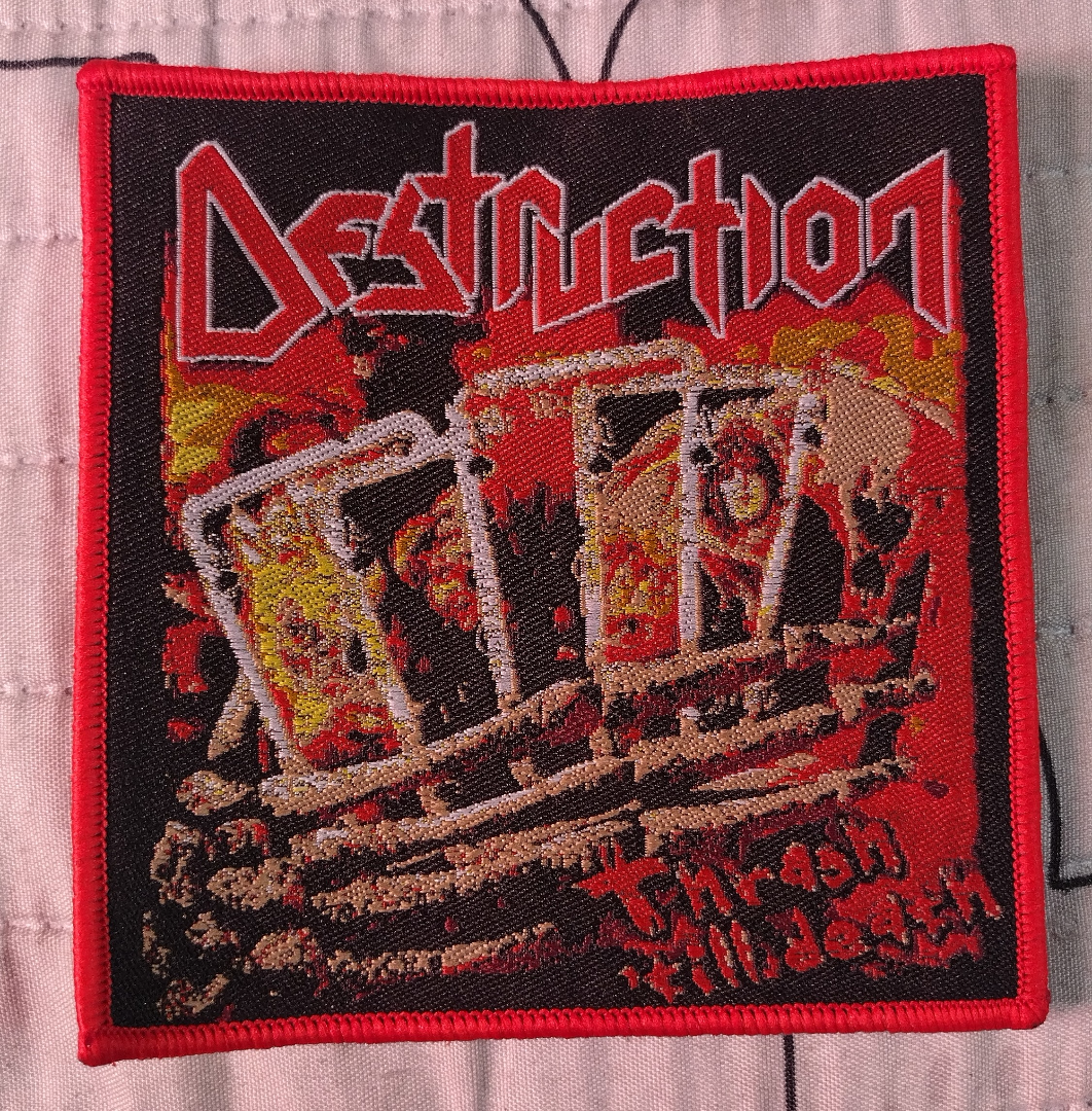 Destruction thrash til death Red Border Woven Patch