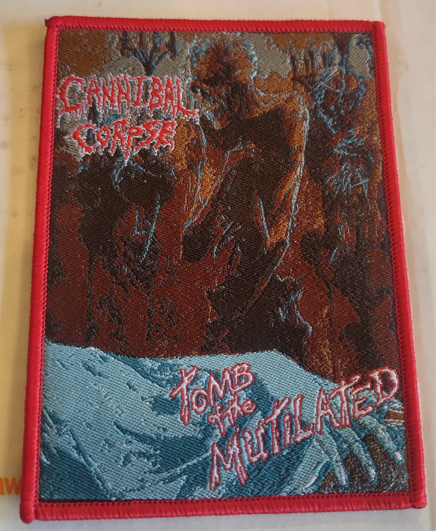 Cannibal Corpse censored Tomb of the mutilated art Red Border Woven Patch