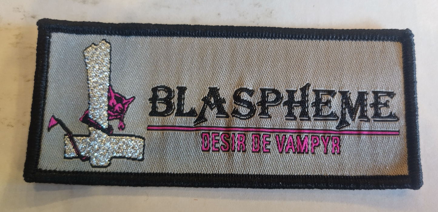 Blaspheme Desirde vampire Black border Woven Patch