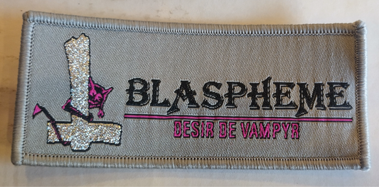 Blaspheme Desirde vampire Grey border Woven Patch