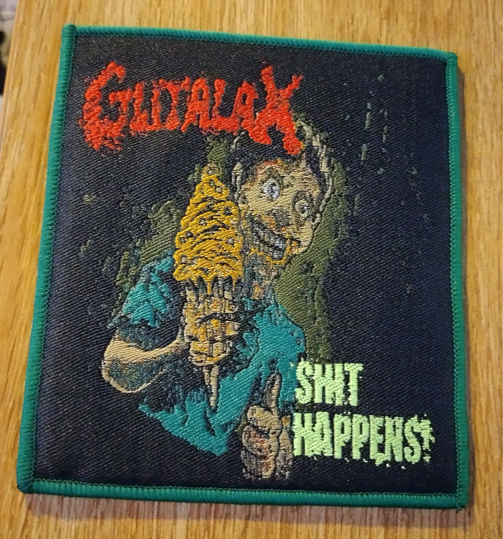 Gutalax shit happens green border Woven Patch