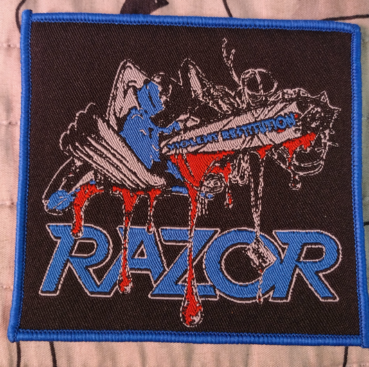 Razor Violent Restitution Blue border Woven Patch