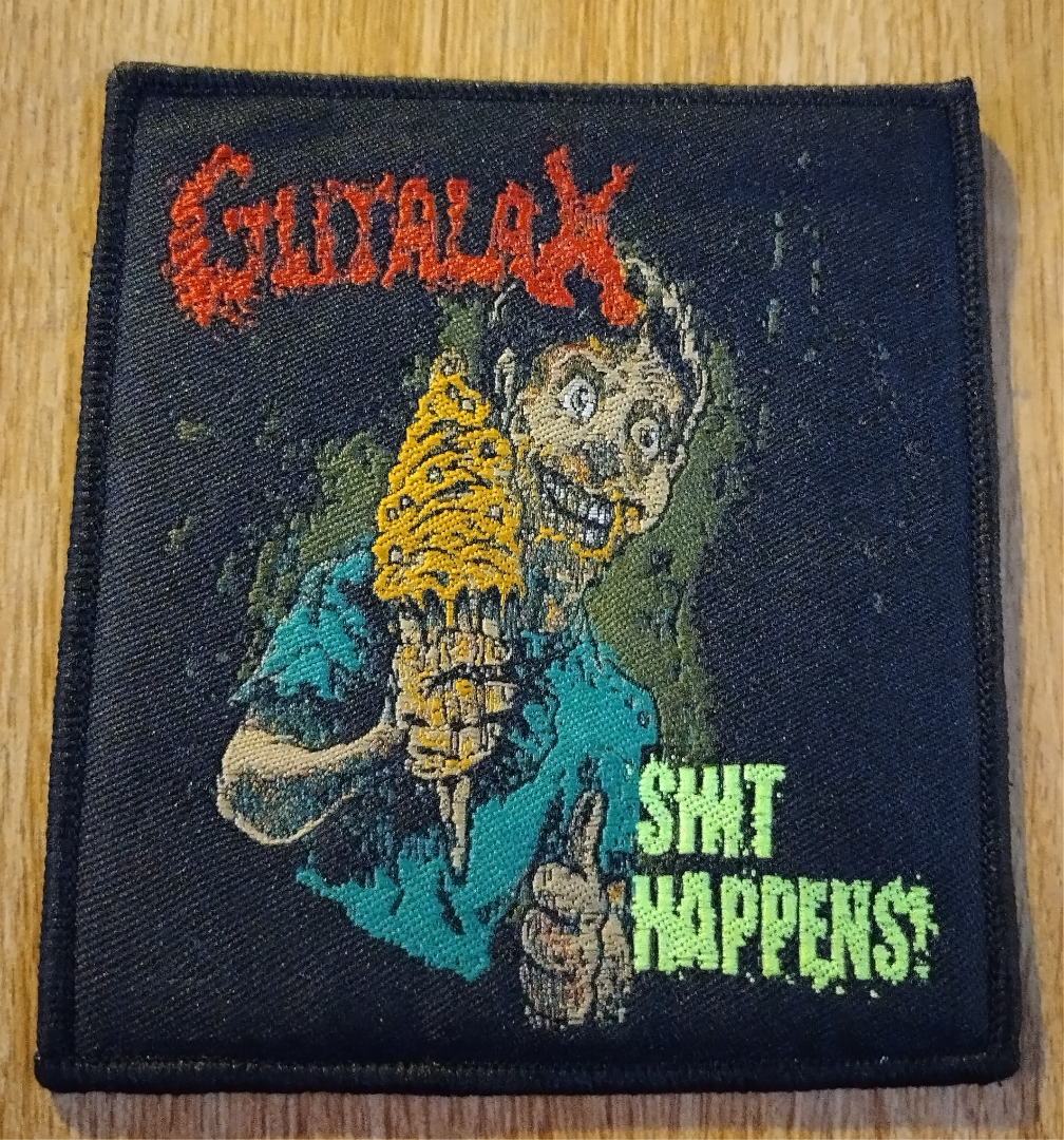 Gutalax shit happens black border Woven Patch