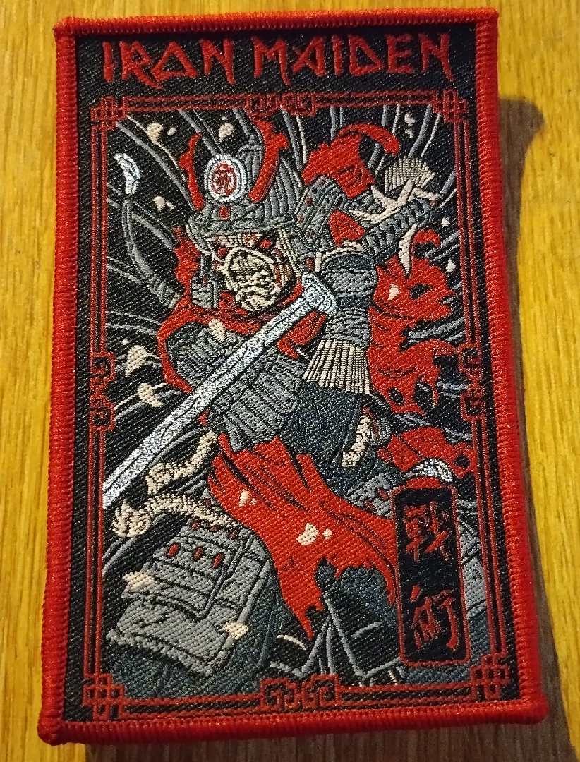 Iron Maiden samurai Burgundy border Woven Patch