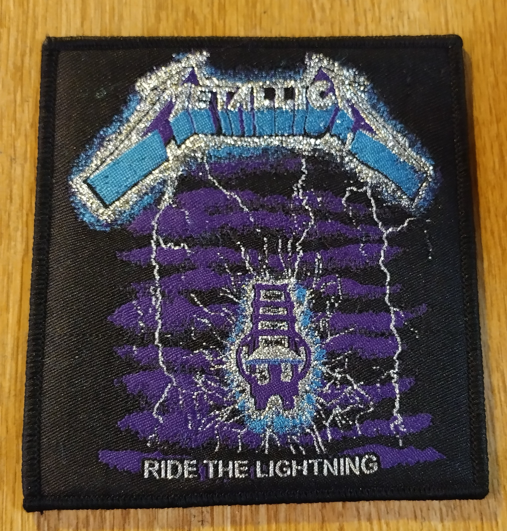 Metallica ride the lightning metallic style Black border Woven Patch