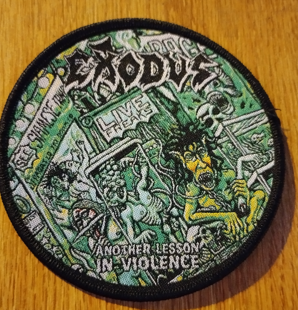 Exodus another lesson in violence Black border Circle Woven Patch