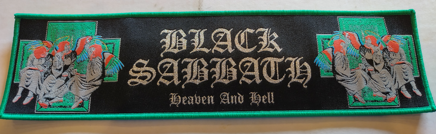 Black Sabbath heaven and hell Green border big Woven strip Patch