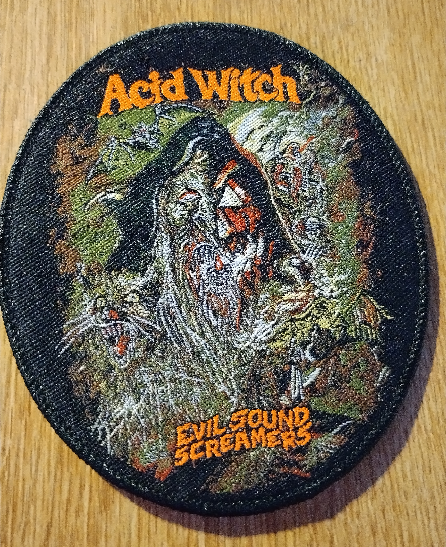 Acid Witch Evil sound screamers Black border Woven Patch