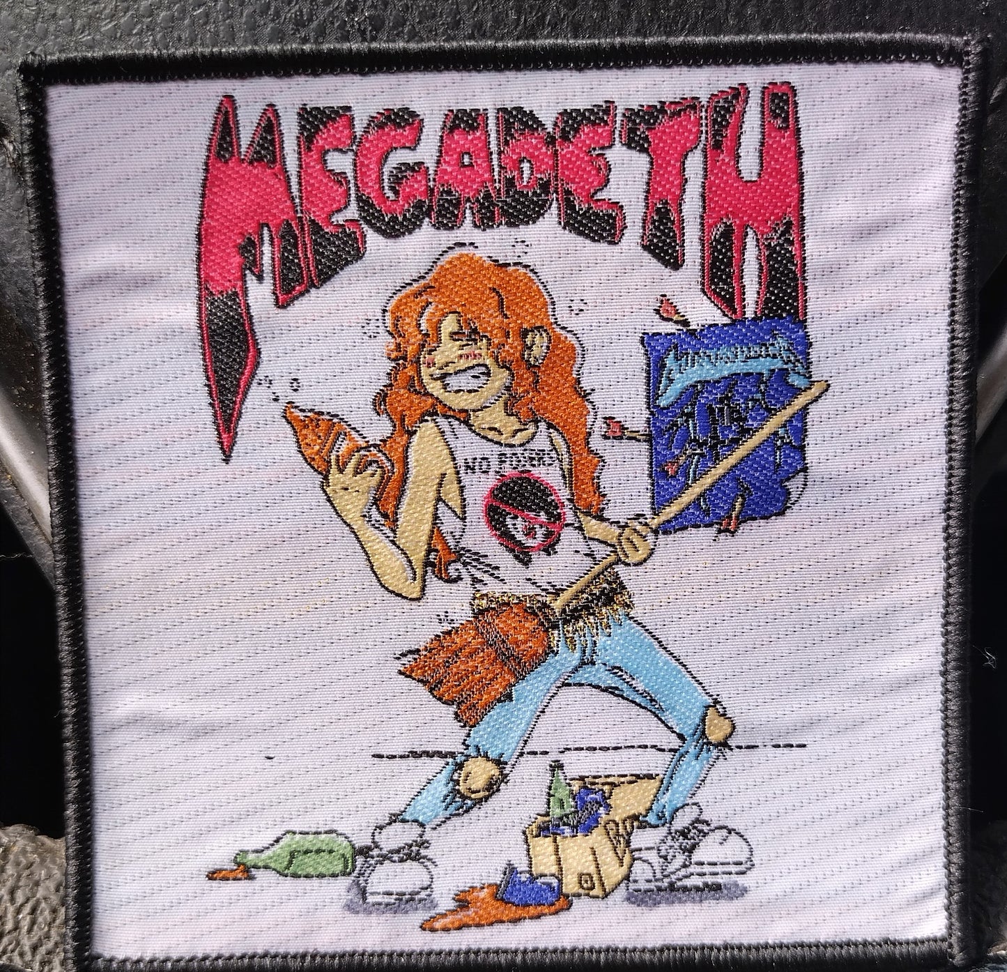 Megadeth cartoon Dave Black border Woven Patch