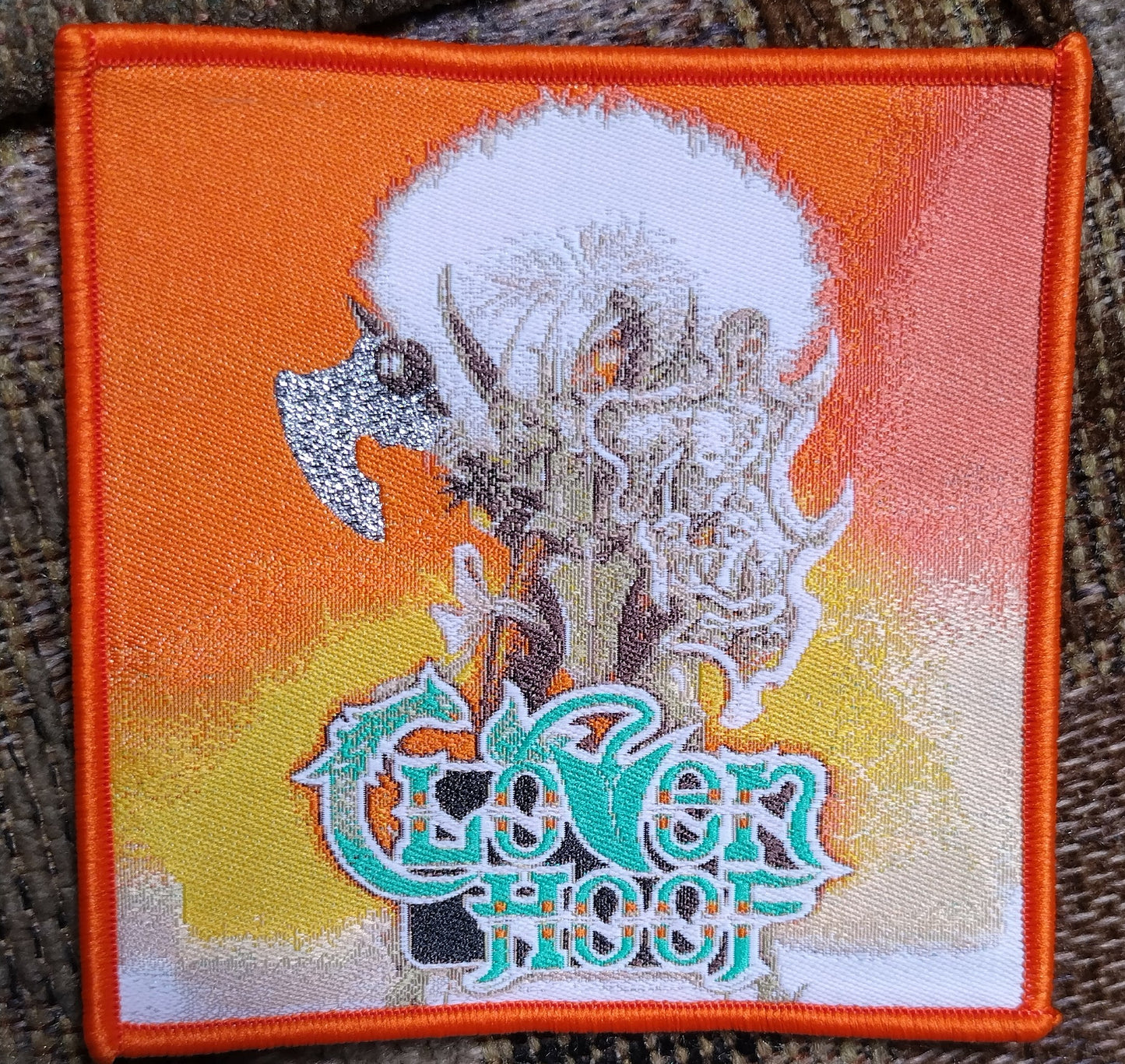 Cloven Hoof Dominator Orange border Woven Patch