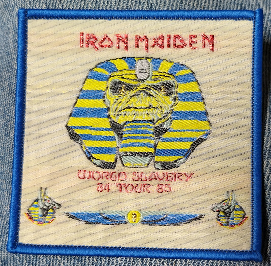 Iron Maiden world slavery tour 84-85 Blue border Woven Patch